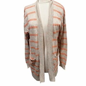 NWT Madewell Bradley Cardigan - Beige with Coral Stripes - Sz Large